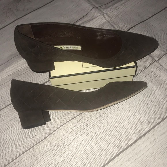 Beautiful vintage Manolo Blahnik Lisqui Quilted Suede, block heel - Brown sz38 - Picture 6 of 10